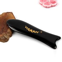 vuUUuv Gua Sha｜Massage Tool - Hand Made Natural Buffalo Horn for SPA Acupuncture Therapy Trigger Point Treatment ，Including Socks with Foot Reflection Points On Them (1.2W×4.4L, Black)