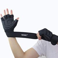 Weightlifting Gloves, Sports Gloves, Training Fitness/Breathable Non-Slip Half Finger Gloves, Hand Support, Suitable for Men and Women 1 Pair (Black red,XL)