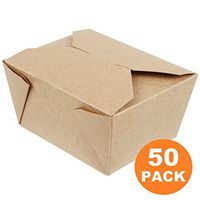 30 oz 5 x 4.5 x 2.5" Disposable Paper Take Out Food Containers, Microwaveble Folding Natural Kraft to Go Boxes #1