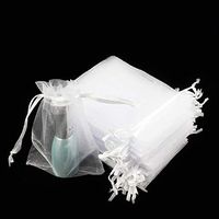 LNKA 100 PCS Assorted Colors Size Drawstring Organza Gift Bags Jewelry Pouches Festival Wedding Party Favor Candy Bags for Choose (White (100pcs), 9CMx12CM(3.54"x4.72"))