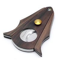 PremiaCasa Stainless Steel Double Cut Blade Zebra Wood Cigar Cutter - Black Gift Box