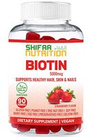 Vegan High Potency Hair Growth Biotin Gummies by SHIFAA NUTRITION - Hair Skin and Nails Vitamins for Women, Kids, Men - Gummy Vitamins Prevents Hair Loss - 5000 mcg Non-GMO - Halal Vitamins 90 Count