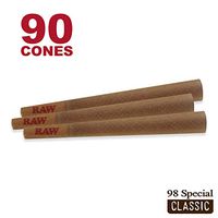 RAW 90 Classic 98 Special Cones - Sturdy W Gallery Box - Pure Hemp 98mm Pre Rolled Cones - 20mm Filter Tips - Natural Brown Unbleached Unrefined Rolling Papers - Bulk Pack Bundle
