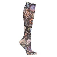 Celeste Stein Moderate Compression Knee High Stockings Wide Calf - Prarie Flowers Black