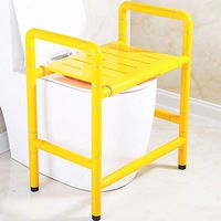 Bath Stool Yellow Accessible Commode Chair Armchair Dual Purpose Sitting Stool Portable Bath Stool Toilet Chair with Antibacterial Nylon Outer Tube for The Elderly Disabled
