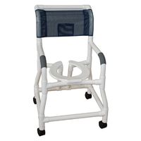 MJM International 118-3TW-FS-ROS Standard Shower Chair with Flared Stability and Reverse Open Front Seat, 300 oz Capacity, 40.5" Height x 26" Width x 28" Depth, Royal Blue/Forest Green/Mauve