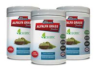 Immune System Powder - Alfalfa Grass Powder - Organic Dietary Supplement - Digestion Booster - 3 Cans 24 OZ (168 Servings)