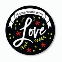 24ct, 2" Homemade with Love Stickers for Holidays and Christmas, Perfect for Jars (#093-2)