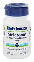 Life Extension - Melatonin 6-Hour Timed Release 3 mg. - 60 Vegetarian Tablets