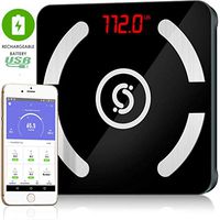 Cruxsolver Bluetooth Smart Scale Wireless USB Rechargeable 12 Measurements BMI Digital Weight Body Fat Composition Analyzer with Smartphone APP, lbs/kg
