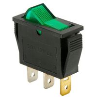 PARTS EXPRESS SPST Small Rocker Switch w/Green Illumination 12VDC