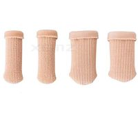 2 Pcs Gel Toe Caps, Moisturizing Closed Toe Sleeve Protectors, Pain Relief Bandages, Anti Sore Fingers Tubes, Fabric Cushion Separators, for Corn Callus Blister Ingrown Toenails Hammer Toes (L)