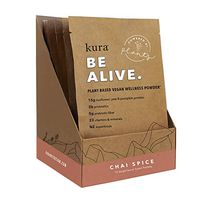 Kura Plant Based Protein Wellness Powder, Chai Spice, 15g Protein, 23 Vitamins & Minerals, Nz Superfoods, Non-GMO, Gluten Free, Stevia Free, New Zealand Born (10 Pack Single Serve Box, 1.2 Oz)