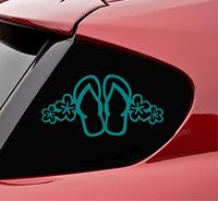 Slap-Art Flip Flop Sandals Flowers Vinyl Decal Sticker (Teal)