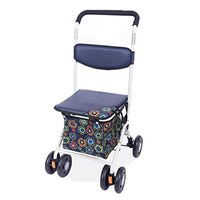 Standard Walkers Walker Old Shopping Cart Elderly Folding Cart Grocery Travel Driving Elderly Portable Four-Wheeler (Color : Blue, Size : 475090cm)