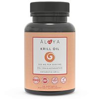 Alaya Naturals - Antarctic Krill Oil 500mg Supplement with Phospholipids, EPA/DHA Omega 3 & Astaxanthin - Non-GMO - PCB Tested Krill Oil - 60 Softgels