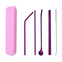 Stainless Steel Straws, Long Metal Drinking Straws Reusable Straws for Tumbler Cold Beverage, FDA-Approved Straws, Set of 4, Free Cleaning Brush Included (G)