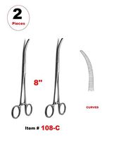 2 Pcs 8" Pean Hemostat Locking Forceps Curved