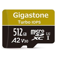 Gigastone 512GB Micro SD Card MicroSD A2 V30 UHS-I U3 Class 10, Run App for Smartphone, UHD 4K Video Recording, 4K Gaming, Read/Write 100/80 MB/s, Compatible Nintendo Dash cam GoPro Camera Tablet