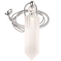 SUNYIK Natural Color Agate Stone Essential Oil Diffuser Necklace for Women, Hexagonal Pointed Healing Crystal Perfume Bottle Pendant with Chain for Men, 28"