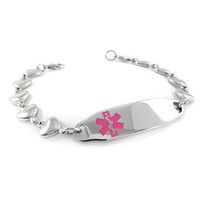 My Identity Doctor - Pre-Engraved & Customized Women’s Dementia Medical ID Bracelet, Heart Chain Pink