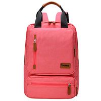 Solid Color Canvas Backpack for Women Men, Large Capacity Multi-function Travel Bag Contains Multi-Function Pockets, Business Anti Theft Durable Laptop Computer Bag (Pink)