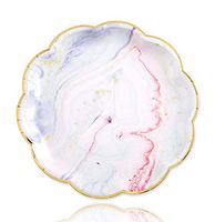 Kate Aspen Paper Plates, Disposable Marbleized Look Party Plates for Birthday & Tea Party, Baby Shower, Wedding and Anniversary, 9 Inch (4 Set of 8, 32 Pcs)