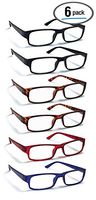 6 Pack Reading Glasses by BOOST EYEWEAR, Traditional Frames in Black, Tortoise Shell, Blue and Red, for Men and Women, with Comfort Spring Loaded Hinges, Assorted Colors, 6 Pairs (2.25, 9, 2, 0, 0, 6)