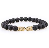 Bivei Essential Oil Diffuser Bracelet, Lava Rock Stone Bead Hametite Therapy Arrow Bracelet-Golden