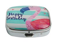 LCTCKP Custom Fashion Square Glass Silver Pill Case Decorative Metal Western Medicine Tablet Container Box (Pineapple Party Birthday)