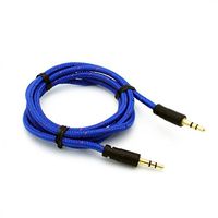Blue Braided Car Audio Stereo Auxiliary Aux Cable for iPhone 6 6S, 6 and 6S Plus, 5S 5C 5 5G 4S 4 4G (All carriers including AT&T, T-Mobile, Sprint, Verizon, Straight Talk, Unlocked)