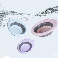 Gotian Versatile Collapsible Portable Foldable Wash Basin Folding Bucket Travel Home ~ Save Space, Non-toxic, Health, Environmental Protection, without any Odor (36 x 32cm) (Blue)