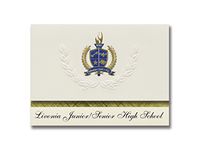 Signature Announcements Livonia Junior/Senior High School (Livonia, NY) Graduation Announcements, Presidential style, Elite package of 25 with Gold & Blue Metallic Foil seal