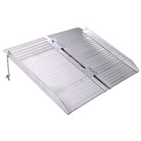 JAXPETY 2FT Fold Portable Wheelchair Scooter Ramp Silver
