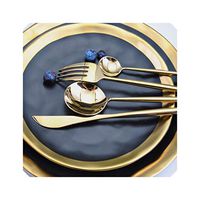 304 Stainless Steel Cutlery Tableware Set Dinner Forks Knives Scoop Set Silverware Set gold food kitchen Luxury dinnerware,03 Dinner spoon