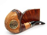 Fashion Decorated Smoking Pipe Carved Pear Root Wood Anchor Inlaid + Pouch Gift! (Anchor) (Anchor)