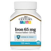 21st Century Iron 65 mg Ferrous Sulfate 325 mg Tablets, 120 Count