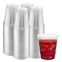 Clear Plastic Cups with by Green Direct - 8 oz. Disposable Party Cups for Cold Drinks - Bubble Boba - Iced Coffee - Tea - Smoothie Pack of 100