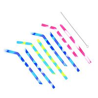 Jude Bug's Ocean Sip'Em Straws - 8 Reusable Silicone Straws with Wide 12mm Opening - Includes 4 Bent + 4 Straight Long in Length Cuttable Straws with Carrying Case and Cleaning Brush