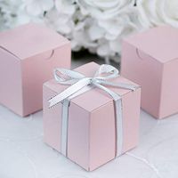 Tableclothsfactory 100 pcs of 3x3x3 Blush Favor Candy Box for Candy Treat Gift Wrap Box Party Favor Boxes for Bridal Shower Wedding Party