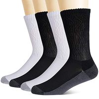 +MD 4 Pairs Mens Non-Binding Moisture Wicking Cushion Bamboo Crew Diabetic Socks with Seamless Toe,Black&White 10-13