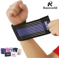 Runworld (1 Pair) Elastic Breathable Wrist Support Brace Compression Bandage Wrap for Men Women Weightlifting, Cross Training, Workout, Gym, Powerlifting, Bodybuilding (Blue/Black)