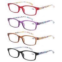 Reading Glasses 4 Pairs Stylish Quality Spring Hinge Readers Fashion Men and Women Glasses for Reading (4 Pack Mix Color, 3.00)