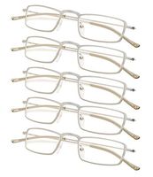 5-Pack Lightweight Readers Men Women Reading Glasses Silver +1.5