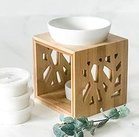 Oil burner and 3 beautiful scented melts. Wood Melts Warmer with Matte Porcelain Bowl, Porcelain Ceramic essential oil burner,Tea Light Holder, Aromatherapy Oil Burner, Scented Oil Burner, wax warmer