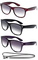 3 Packs Tinted Reading Glasses Sun Reader for Women Men Sun Reader Outdoor Reading Classic Shapes Spring Hinge