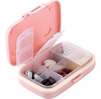 DeroTeno Pill Case, 7 Day Pill Box Pill Organizer Pill Container Pill Dispenser with 6 Compartments, Pink (Pink)