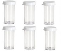 Pill POCKET MEDS For Storing Vitamins, Pills, Beads etc. Storage Holder Prescription Plastic Vials 3 Dram Clear Vial 7 Containers Caps Tubes Lids Small Container with Snap Caps