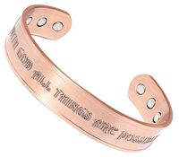 Matthew 19:26 Magnetic Copper Bangle Cuff Bracelet Pain Relief for Arthritis and Carpal Tunnel 99% Pure Copper