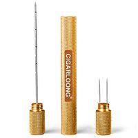 CIGARLOONG Cigar Draw Double-Size Gold Cigar Tool of Punch